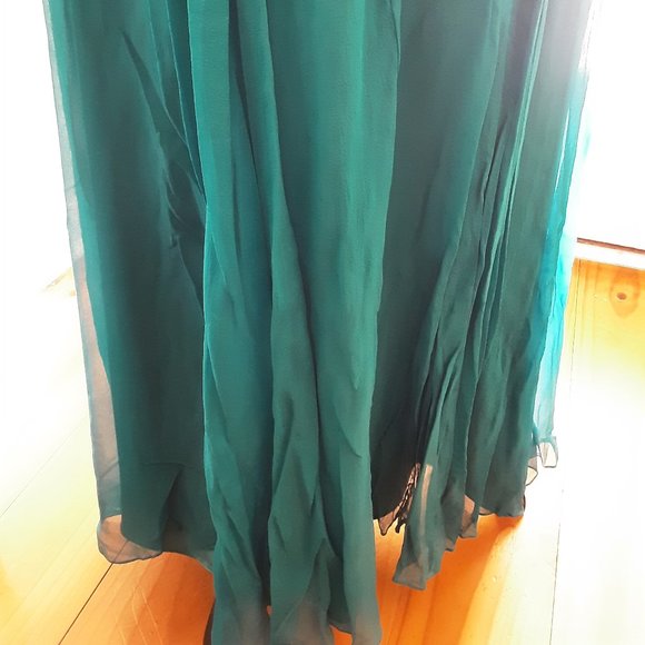 🧜‍♀️ Mermaid Teal Petite Size 8 Silk Formal Dress  - fantasy, full length - Picture 8 of 15